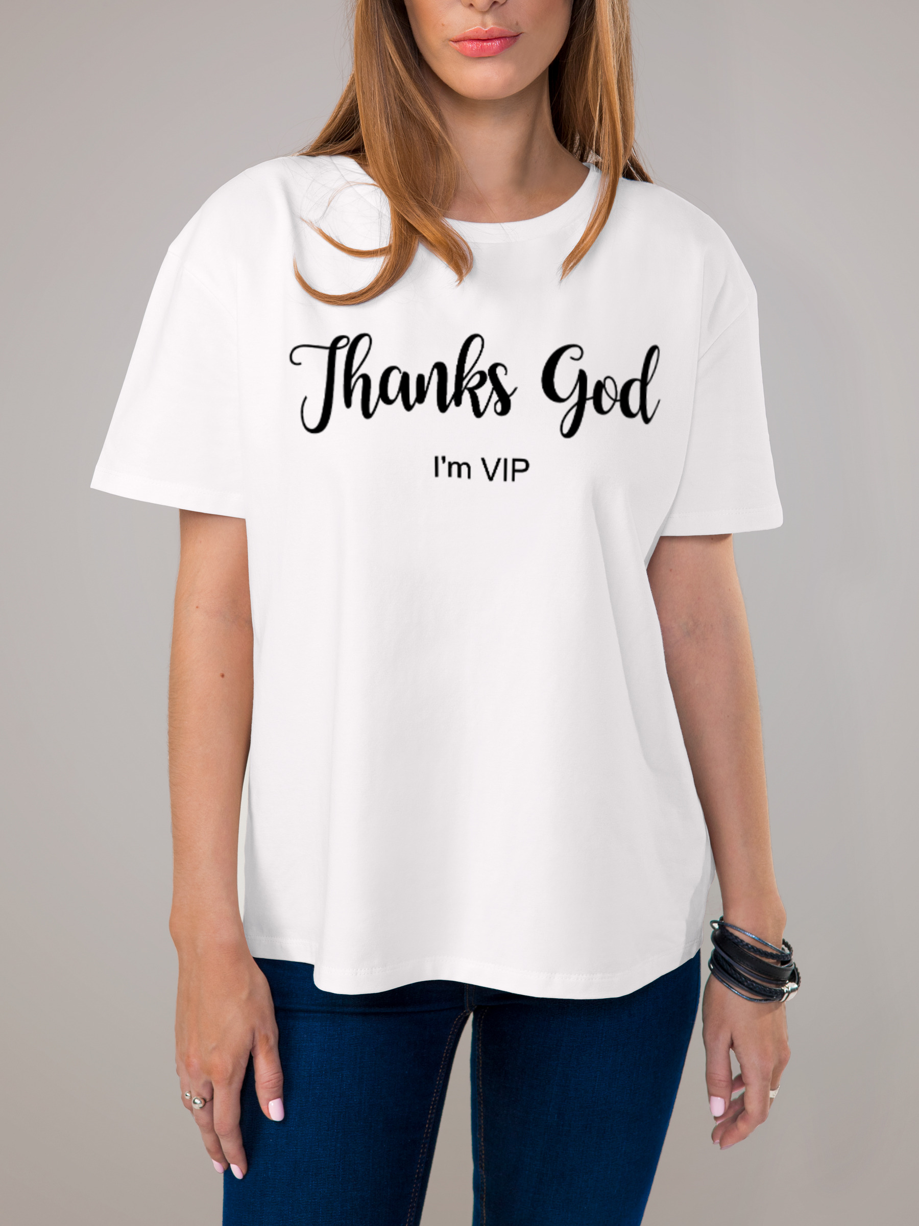 Футболка женская с принтом Thanks God, Im VIP