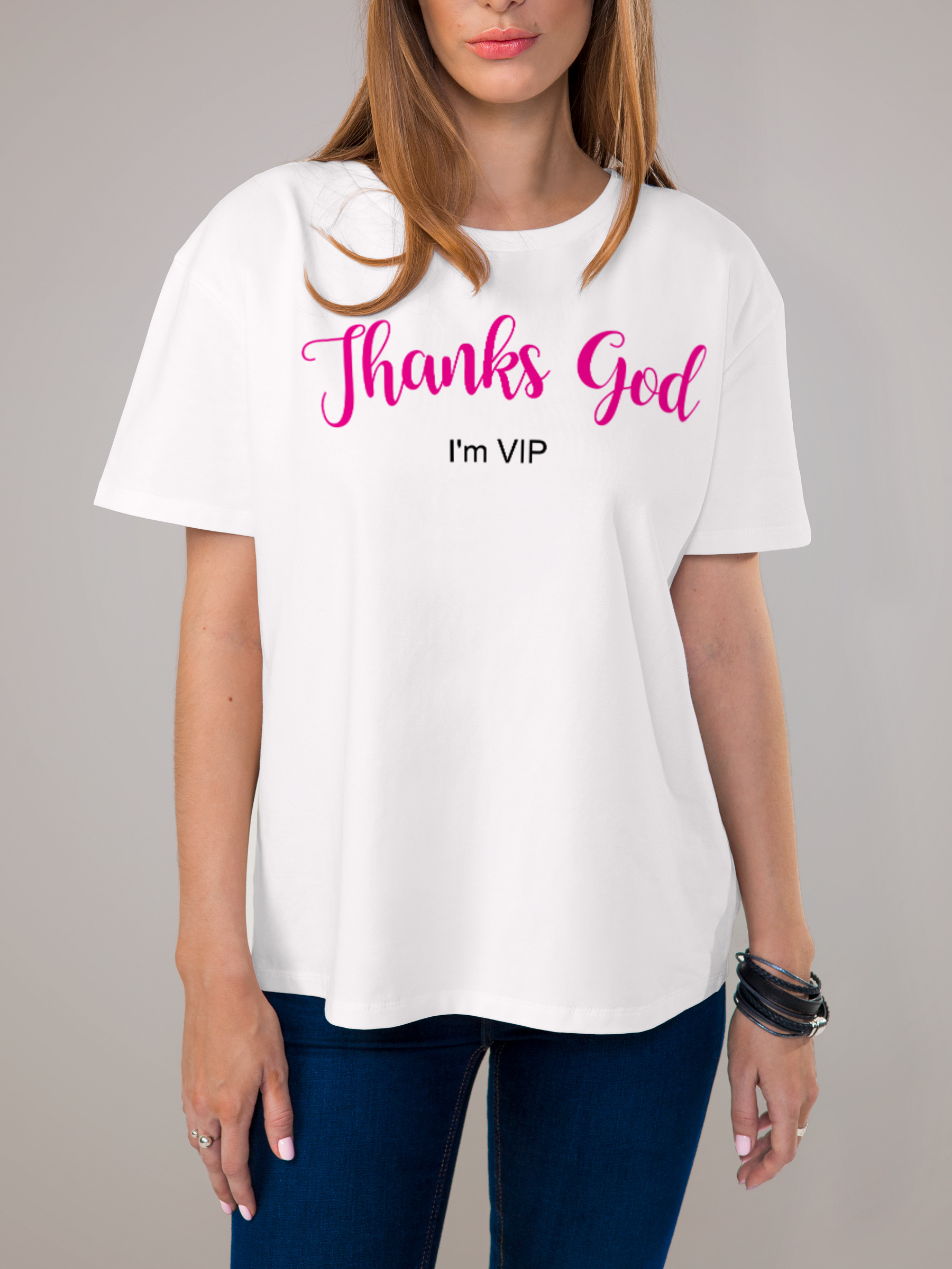 Футболка женская с принтом Thanks God, Im VIP