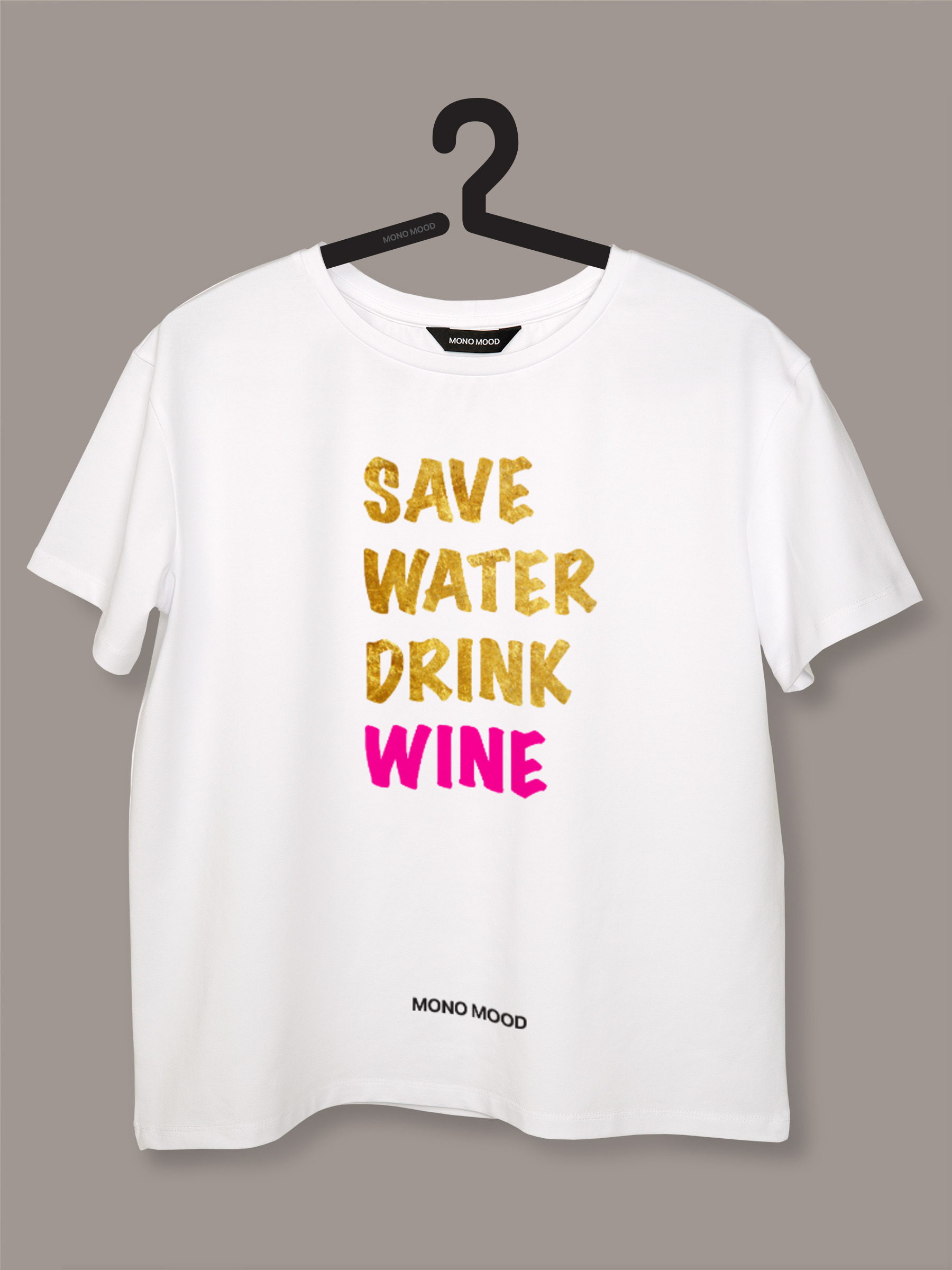Футболка женская с принтом Save Water, Drink Wine