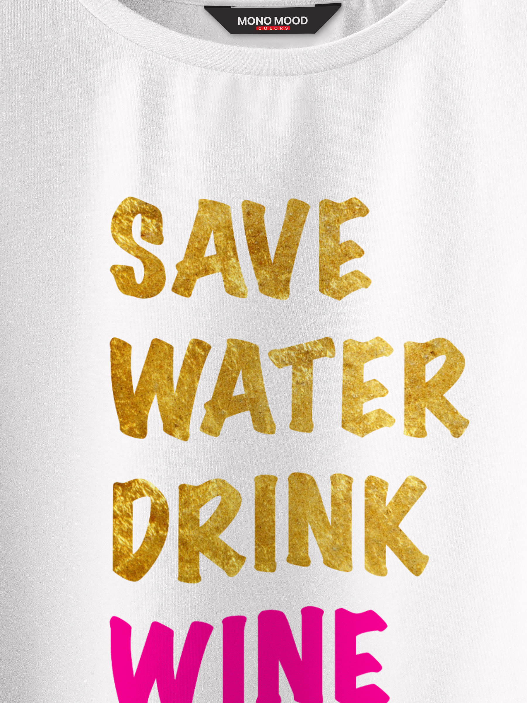 Футболка женская с принтом Save Water, Drink Wine