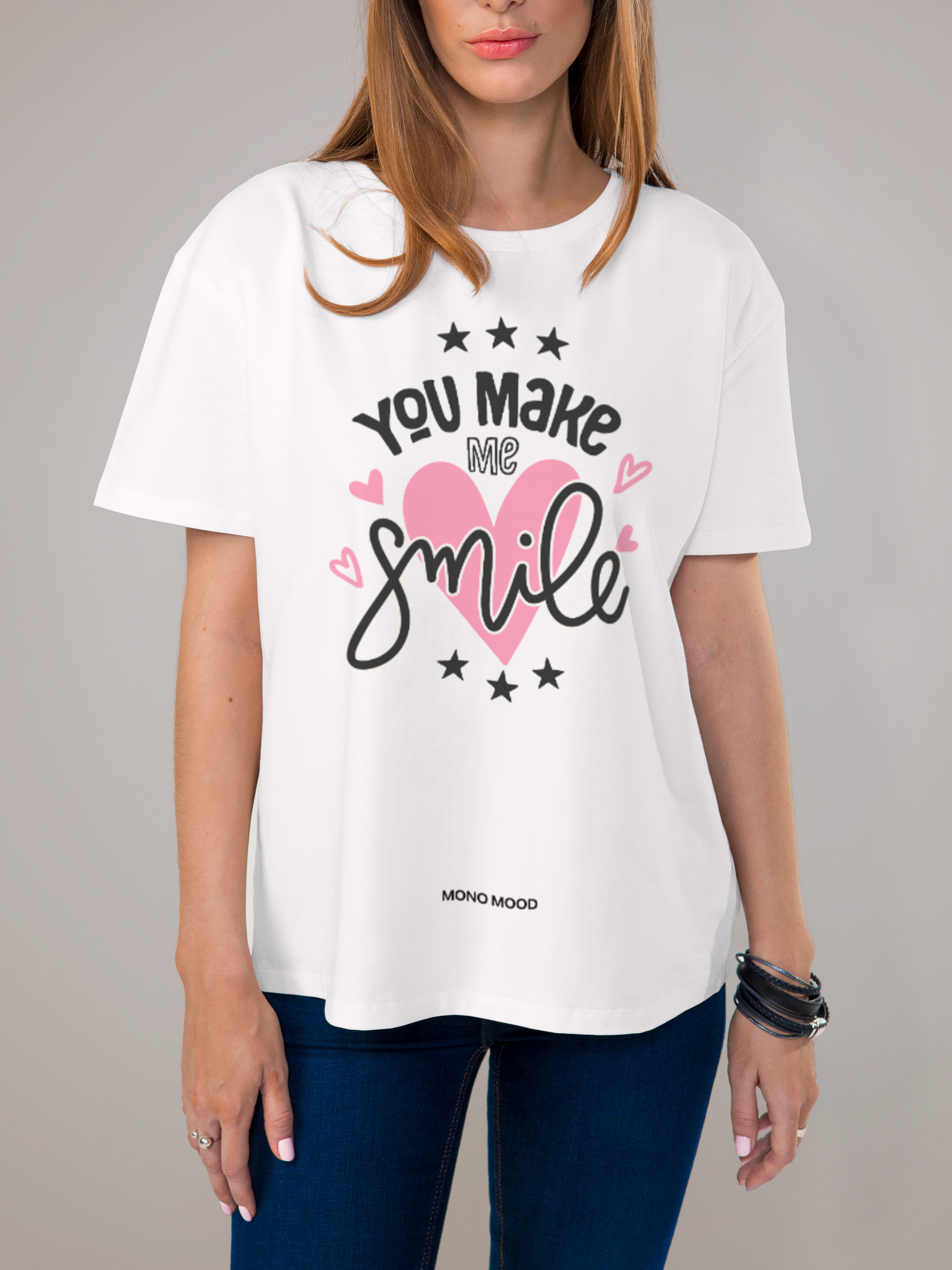 Футболка женская с принтом You Make Me Smile